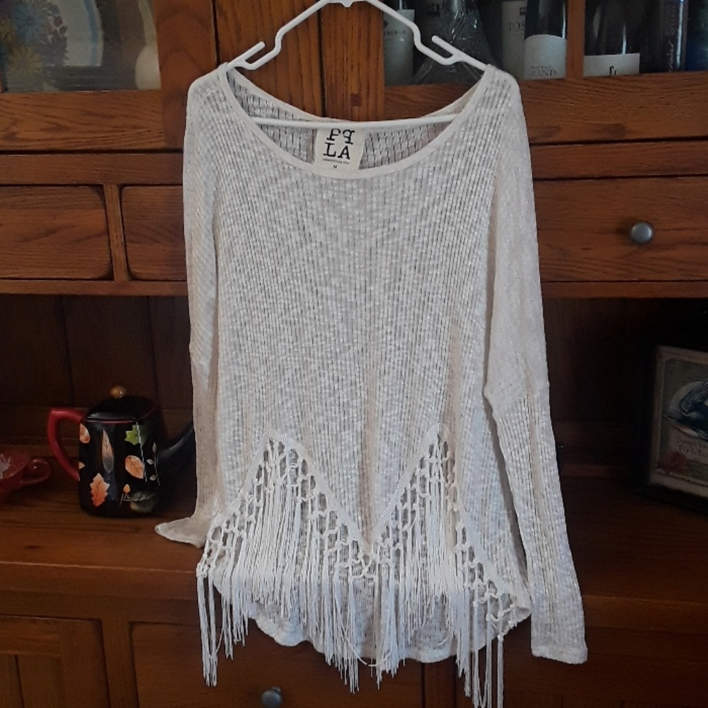 FRINGE knit light tunic sweater size M